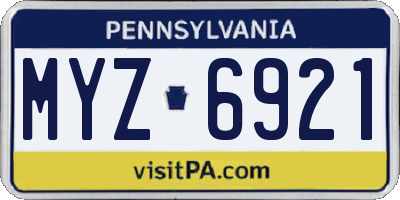 PA license plate MYZ6921