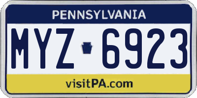 PA license plate MYZ6923
