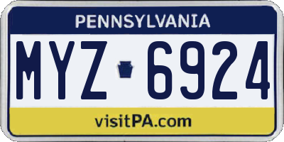PA license plate MYZ6924