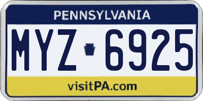 PA license plate MYZ6925