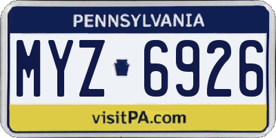 PA license plate MYZ6926