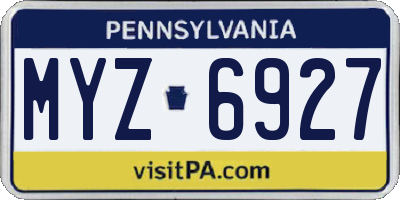 PA license plate MYZ6927