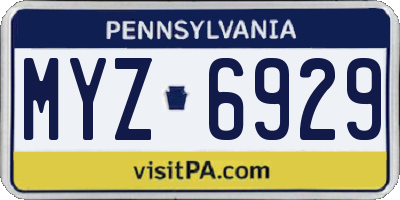 PA license plate MYZ6929