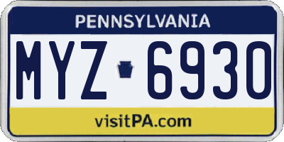PA license plate MYZ6930