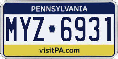 PA license plate MYZ6931