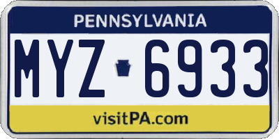 PA license plate MYZ6933