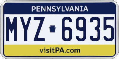 PA license plate MYZ6935