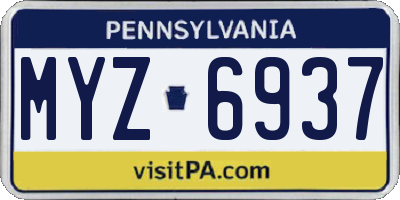 PA license plate MYZ6937