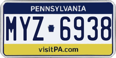 PA license plate MYZ6938