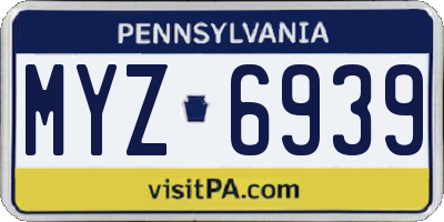 PA license plate MYZ6939