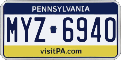 PA license plate MYZ6940