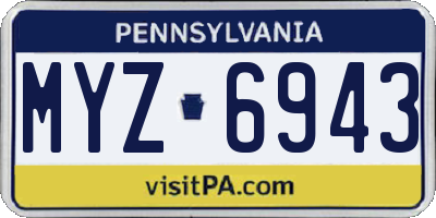 PA license plate MYZ6943