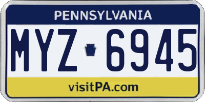 PA license plate MYZ6945