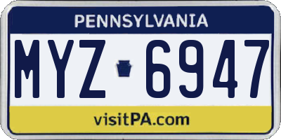 PA license plate MYZ6947