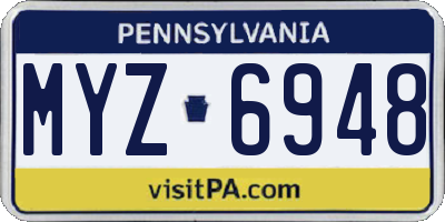 PA license plate MYZ6948