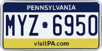 PA license plate MYZ6950