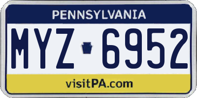 PA license plate MYZ6952