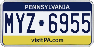 PA license plate MYZ6955