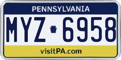 PA license plate MYZ6958