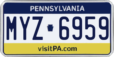 PA license plate MYZ6959