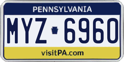 PA license plate MYZ6960