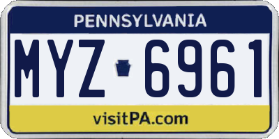 PA license plate MYZ6961