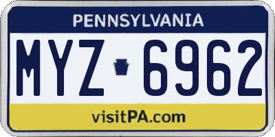 PA license plate MYZ6962