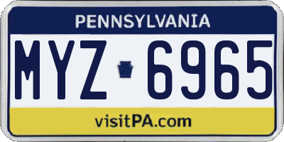 PA license plate MYZ6965