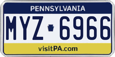 PA license plate MYZ6966