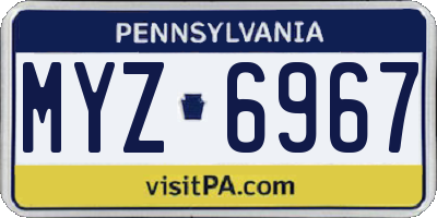 PA license plate MYZ6967
