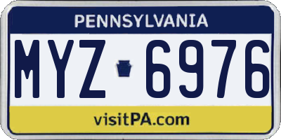 PA license plate MYZ6976