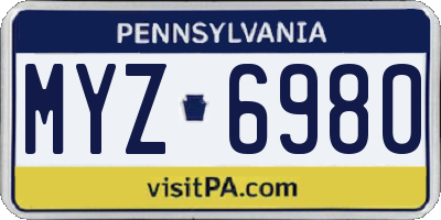 PA license plate MYZ6980