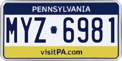 PA license plate MYZ6981