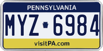 PA license plate MYZ6984