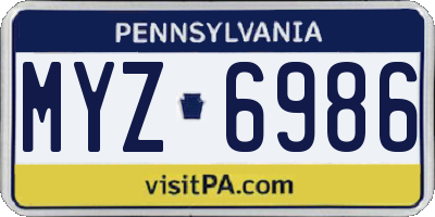 PA license plate MYZ6986