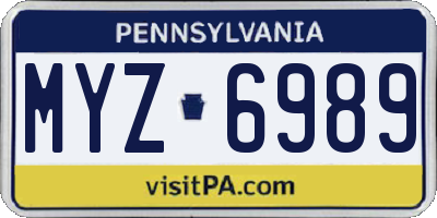 PA license plate MYZ6989