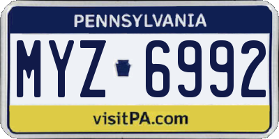 PA license plate MYZ6992