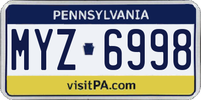 PA license plate MYZ6998