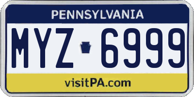 PA license plate MYZ6999