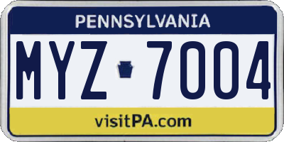 PA license plate MYZ7004