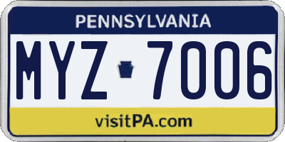 PA license plate MYZ7006