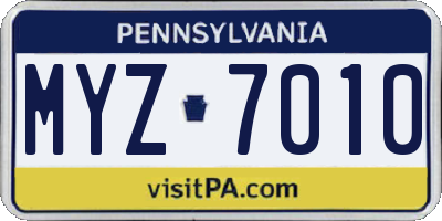 PA license plate MYZ7010