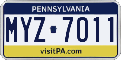 PA license plate MYZ7011