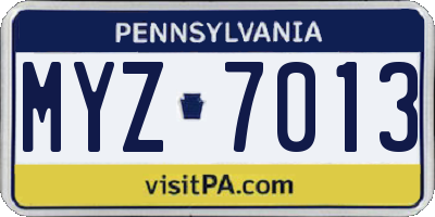 PA license plate MYZ7013