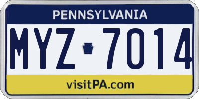 PA license plate MYZ7014