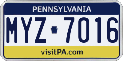 PA license plate MYZ7016