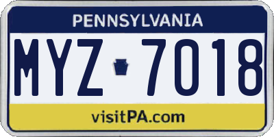 PA license plate MYZ7018