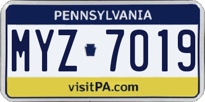 PA license plate MYZ7019