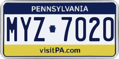 PA license plate MYZ7020