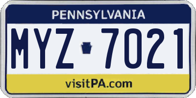 PA license plate MYZ7021